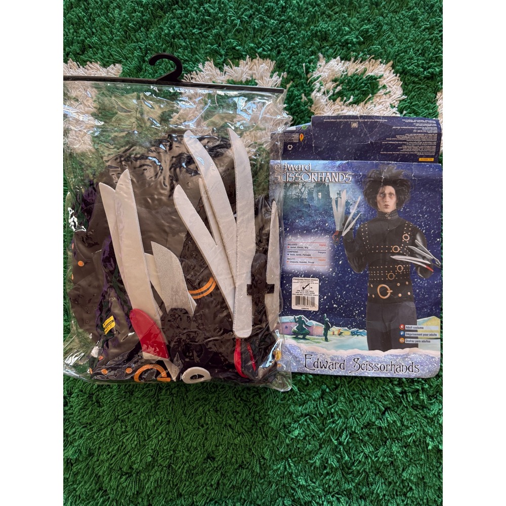 Rubie's Edward Scissorhands Costume Adult One Size Black New Jacket Gloves Wig
